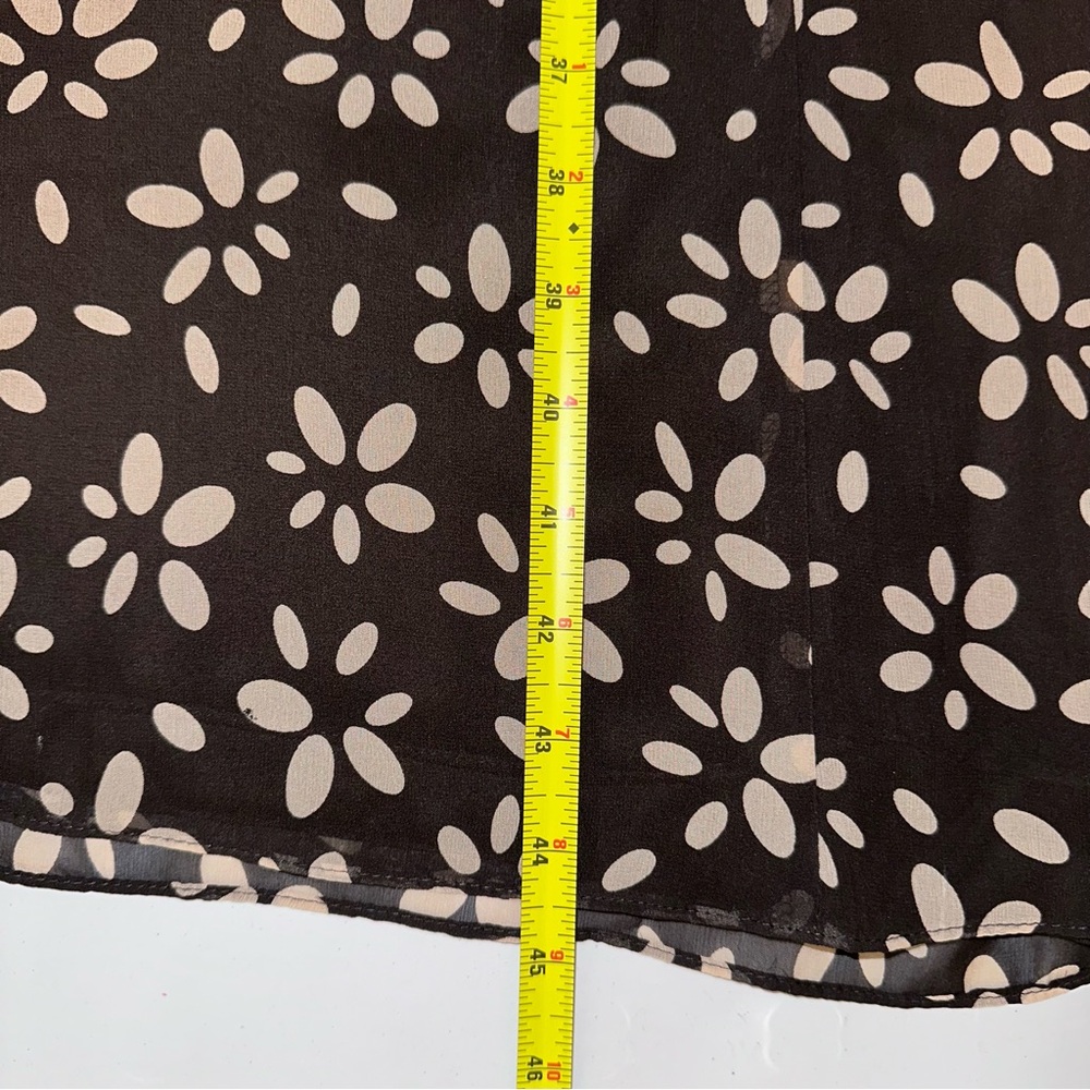 Talbots Vintage Pure Silk Midi Dress Sz 6 Brown Tan Faux Wrap‎ Bow Detail EUC - Picture 14 of 15